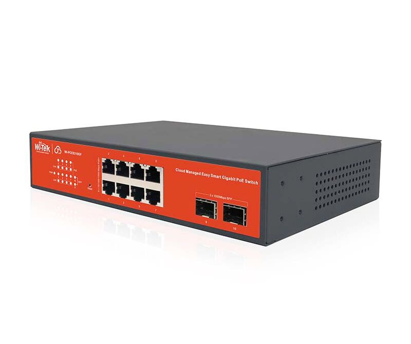 WI-TEK Styrbar PoE Switch med 8 PoE porter for Reolink kameraer