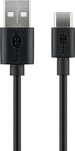 USB-C lade- og datakabel, sort 0,5m